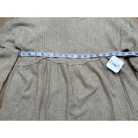 Altard State Beige Waffle Knit Long Sleeve Babydoll Top Size XS NWT - Picture 8 of 9